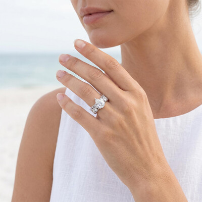 18.96ct. tw. Pear Cut VVS Moissanite Wide Band Teardrop Engagement Ring
