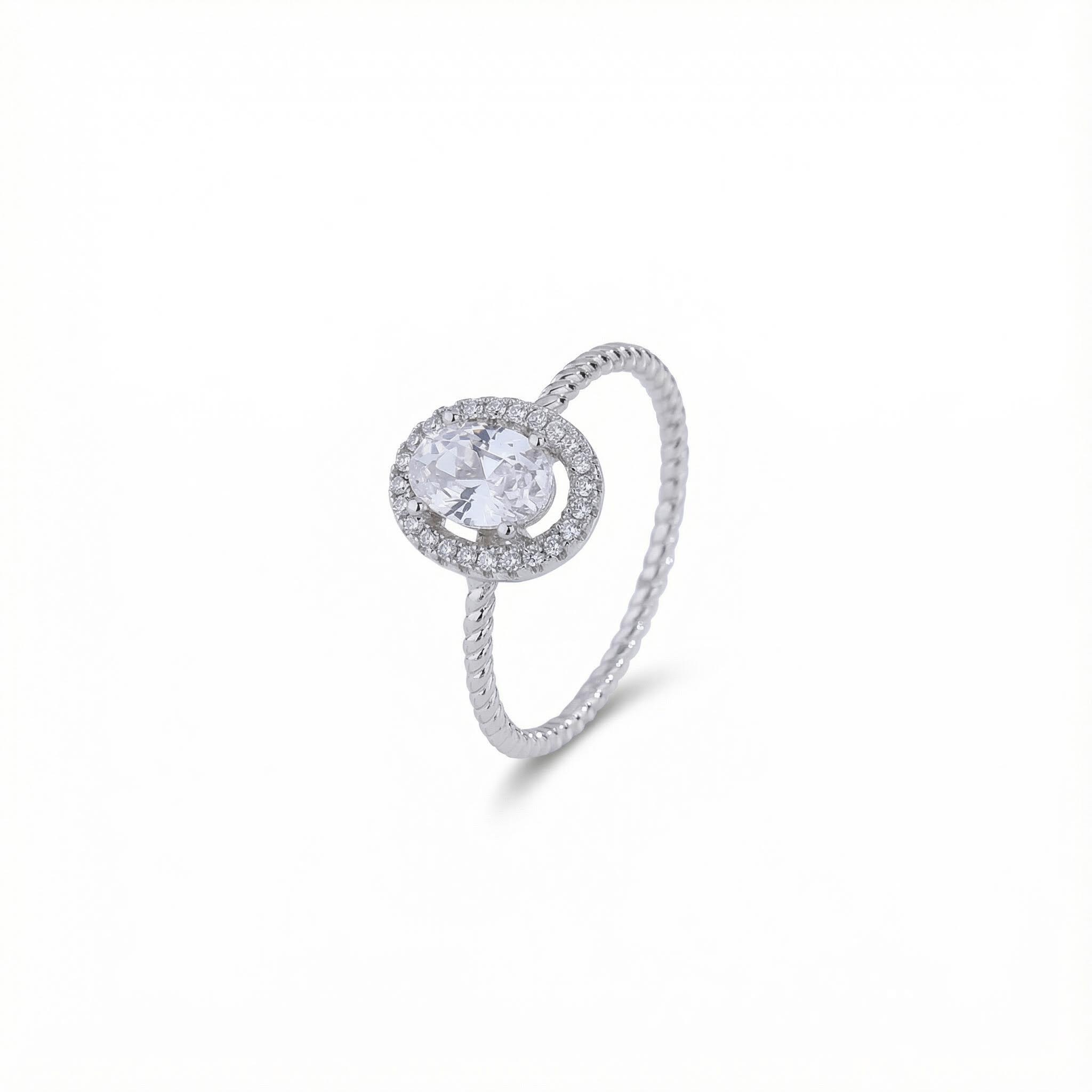 1CT Oval Cut VVS Moissanite S925 Silver Halo Engagement Ring