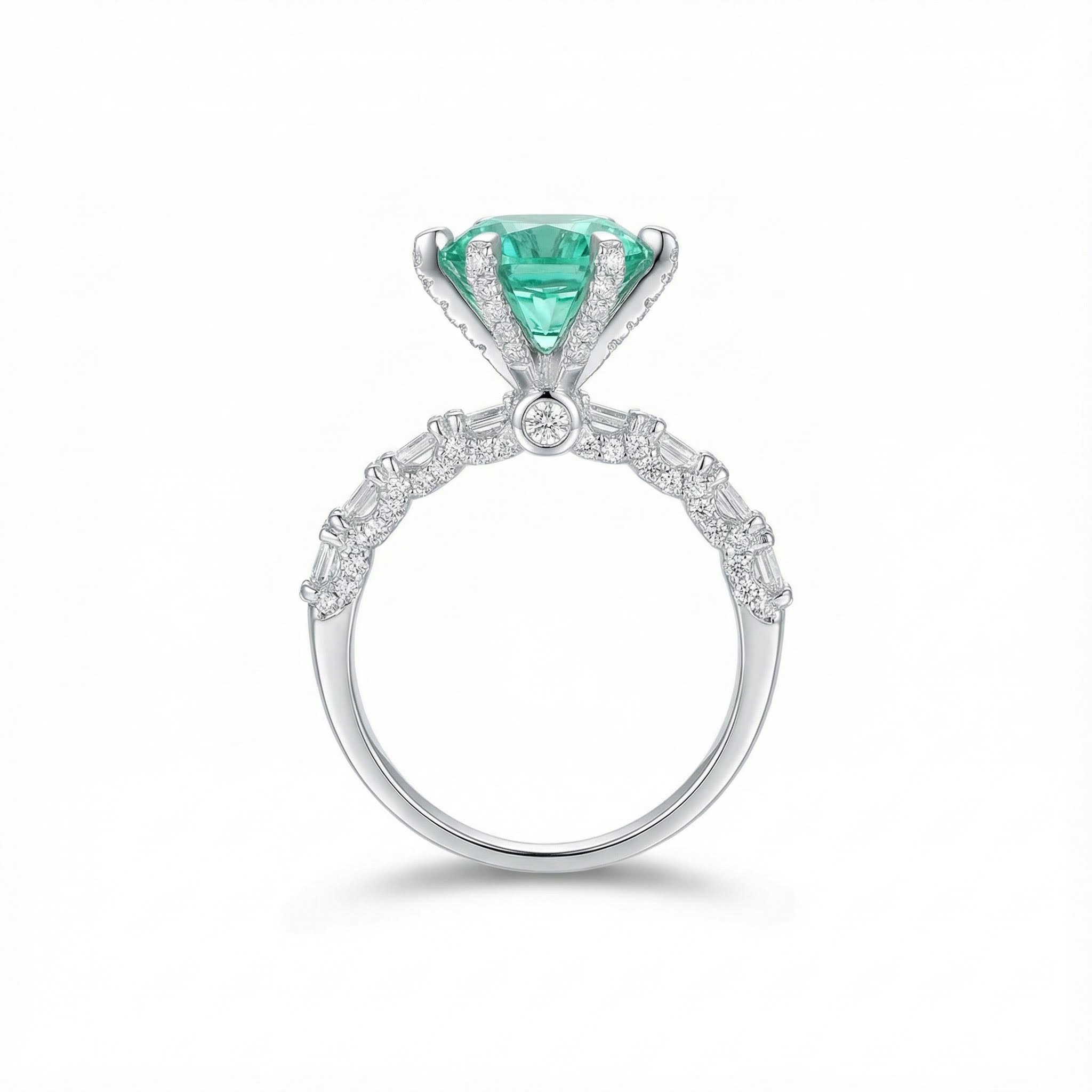 3CT Round Cut VVS Moissanite S925 Silver Engagement Ring