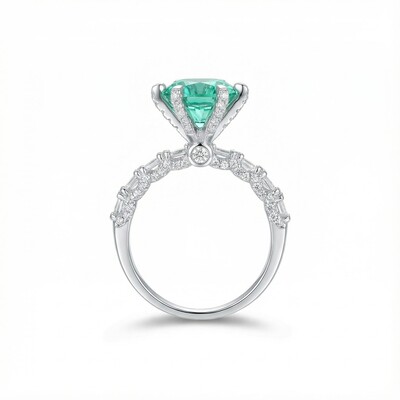 3CT Round Cut VVS Moissanite S925 Silver Engagement Ring