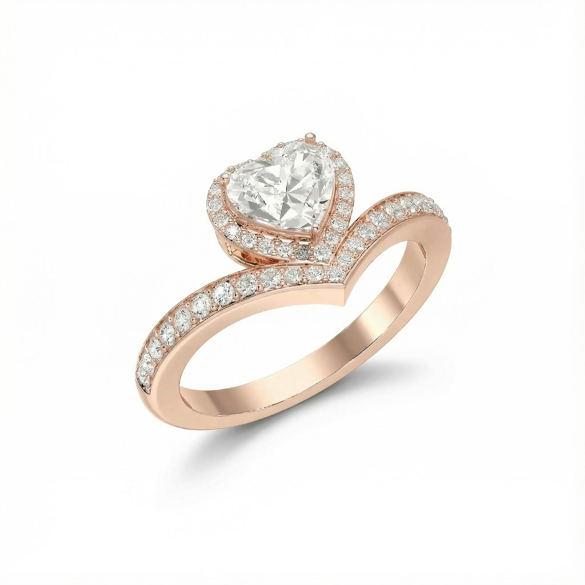 Heart Cut VVS Moissanite Halo Engagement Ring