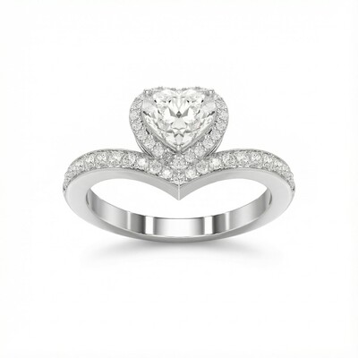 Heart Cut VVS Moissanite Halo Engagement Ring