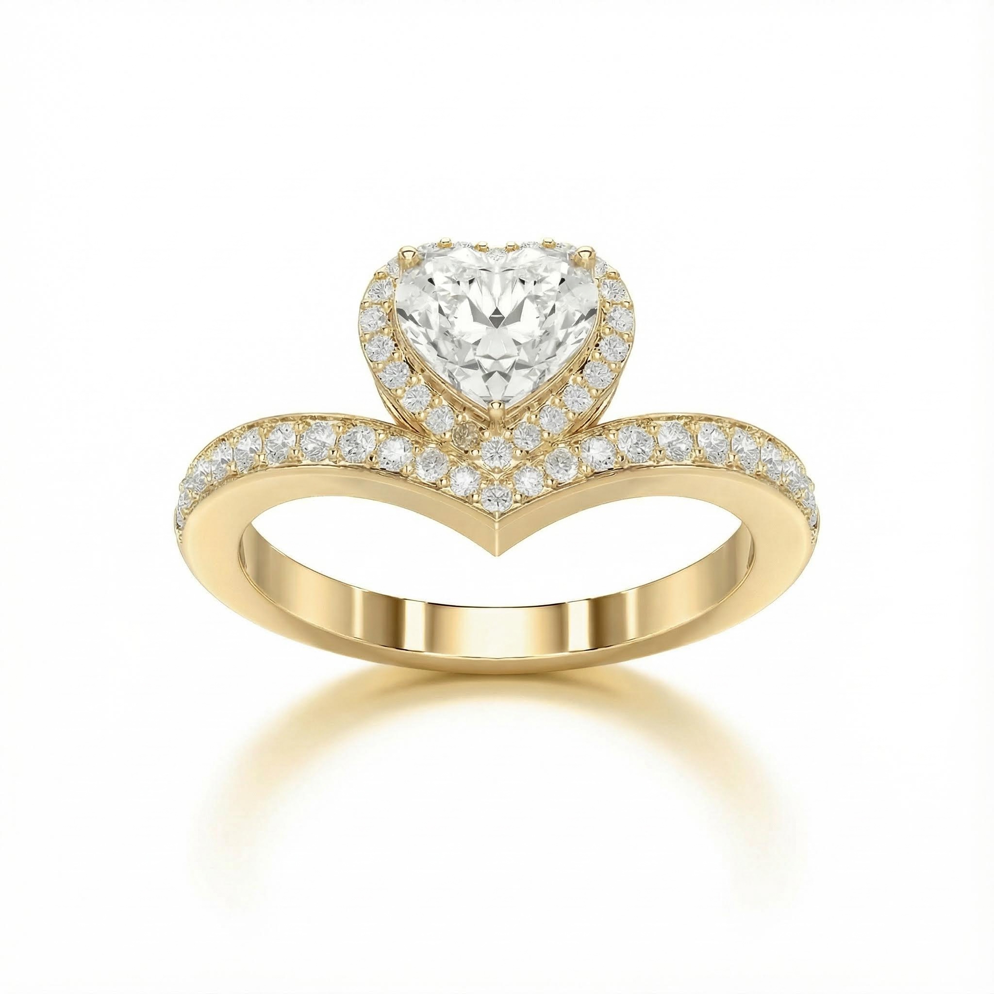 Heart Cut VVS Moissanite Halo Engagement Ring