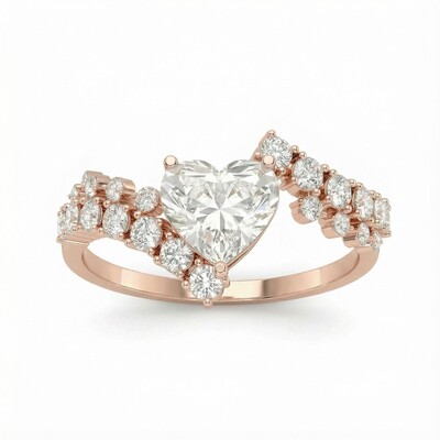 Heart Cut VVS Moissanite Twisted Engagement Ring