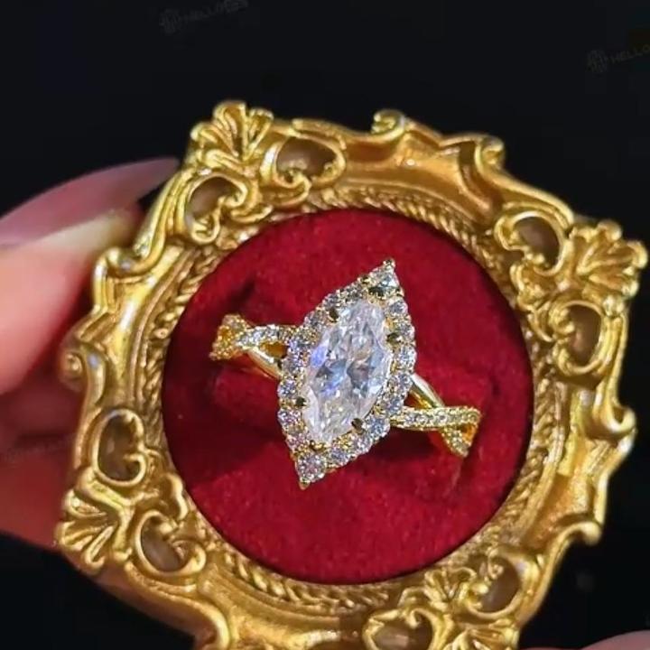2.61CT Marquise Cut VVS Moissanite Halo Engagement Ring 2.61CT Marquise Cut VVS Moissanite Halo Engagement Ring