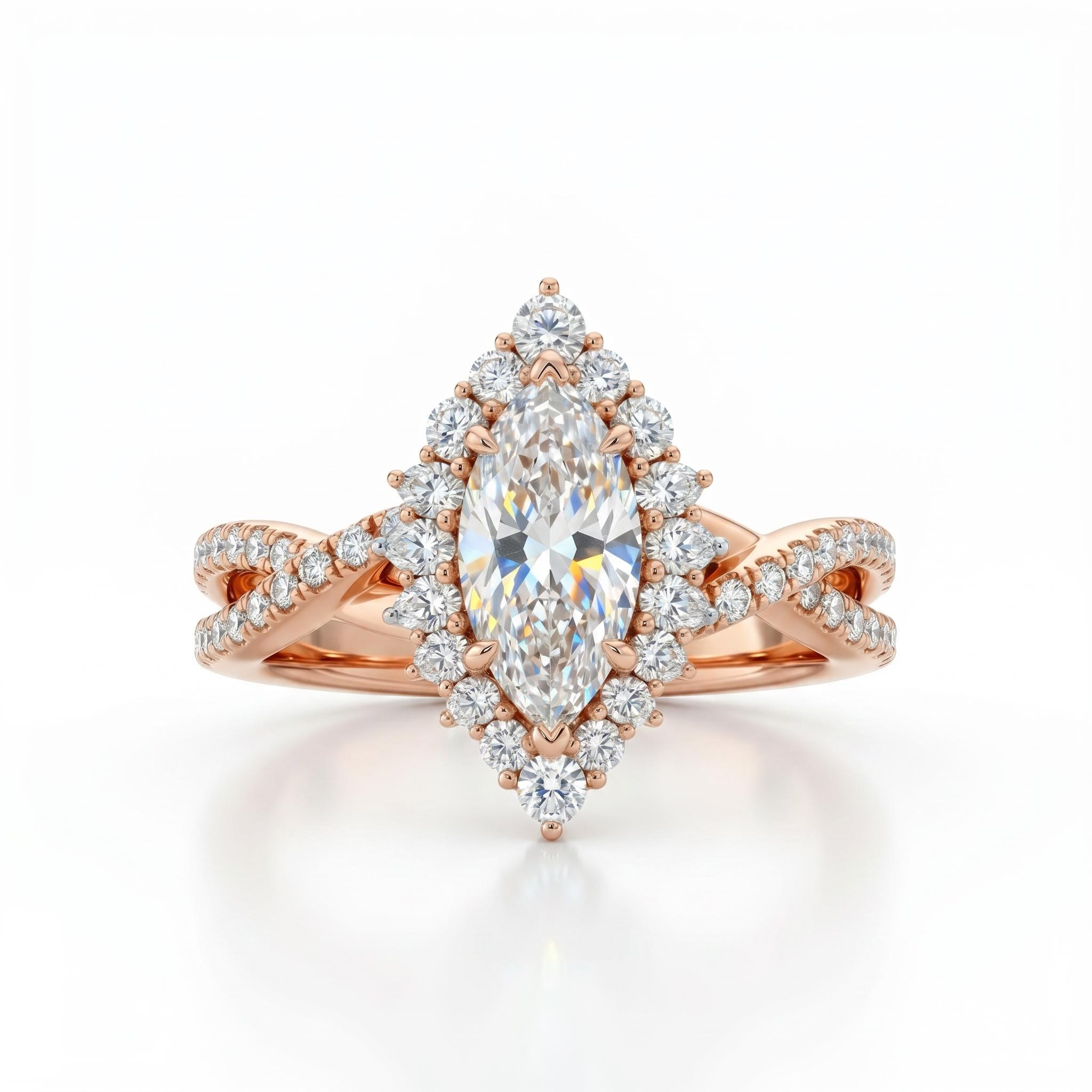 2.61CT Marquise Cut VVS Moissanite Halo Engagement Ring 2.61CT Marquise Cut VVS Moissanite Halo Engagement Ring