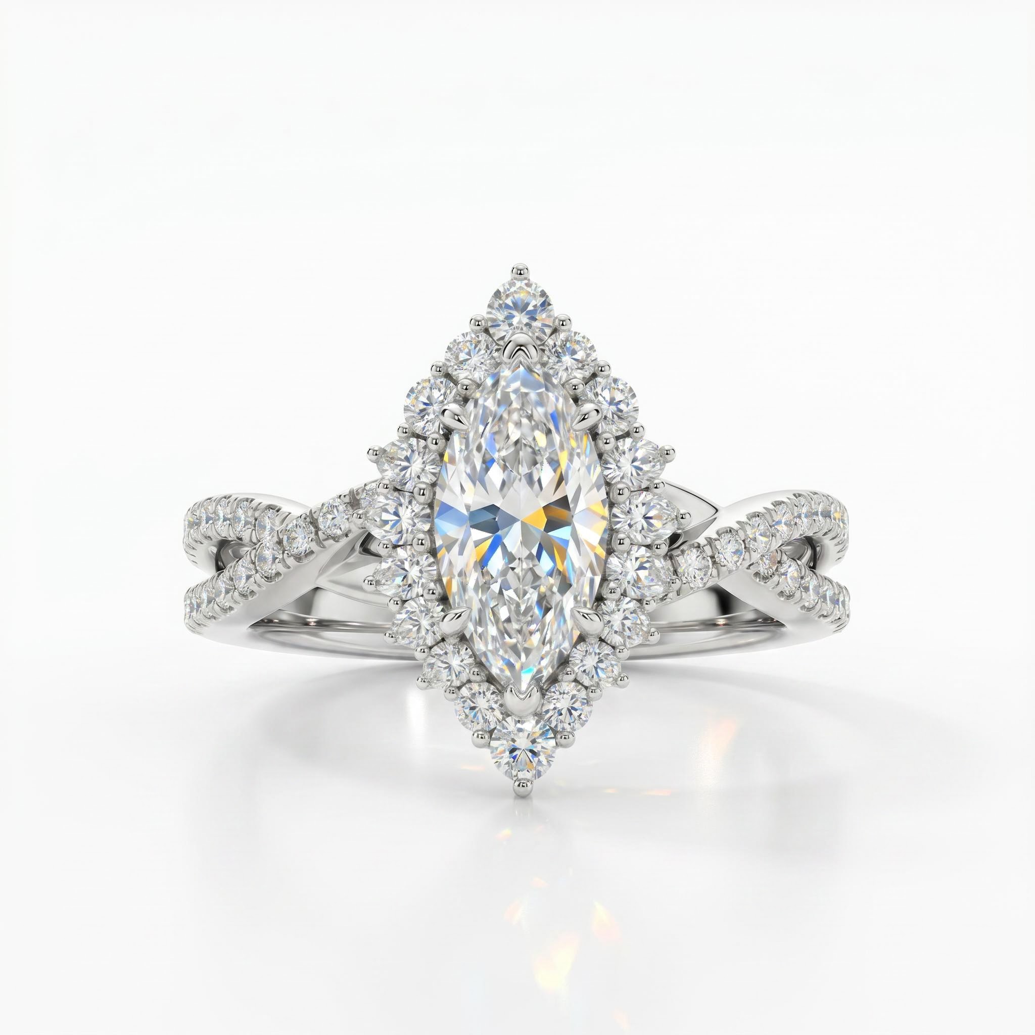 2.61CT Marquise Cut VVS Moissanite Halo Engagement Ring 2.61CT Marquise Cut VVS Moissanite Halo Engagement Ring