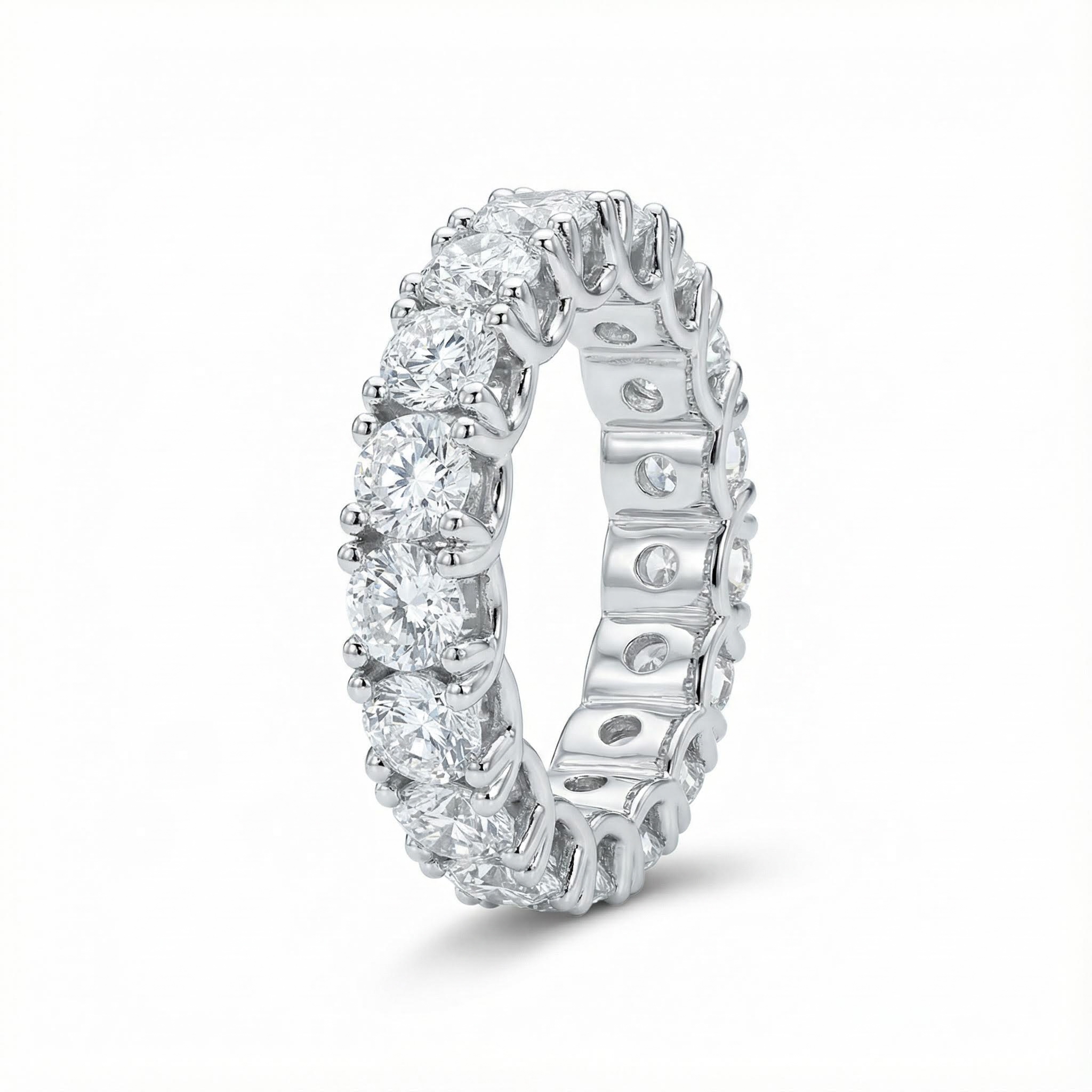 Round Cut VVS Moissanite Eternity Wedding Band