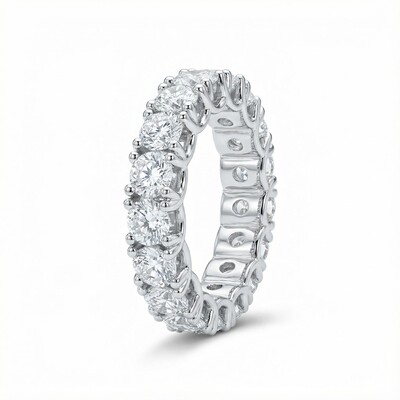 Round Cut VVS Moissanite Eternity Wedding Band
