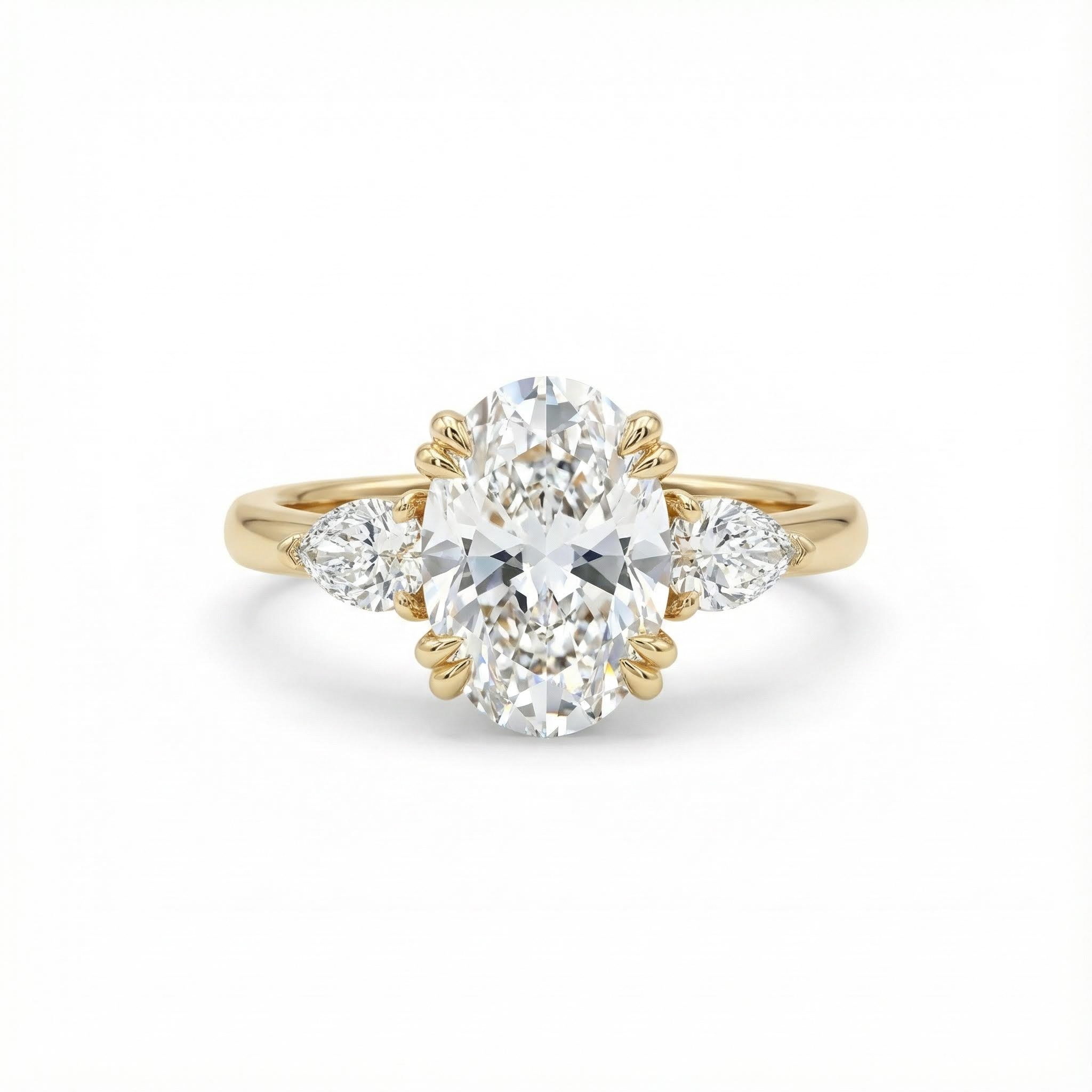 Oval Cut VVS Moissanite Vintage Three Stone Engagement Ring