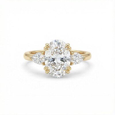 Oval Cut VVS Moissanite Vintage Three Stone Engagement Ring