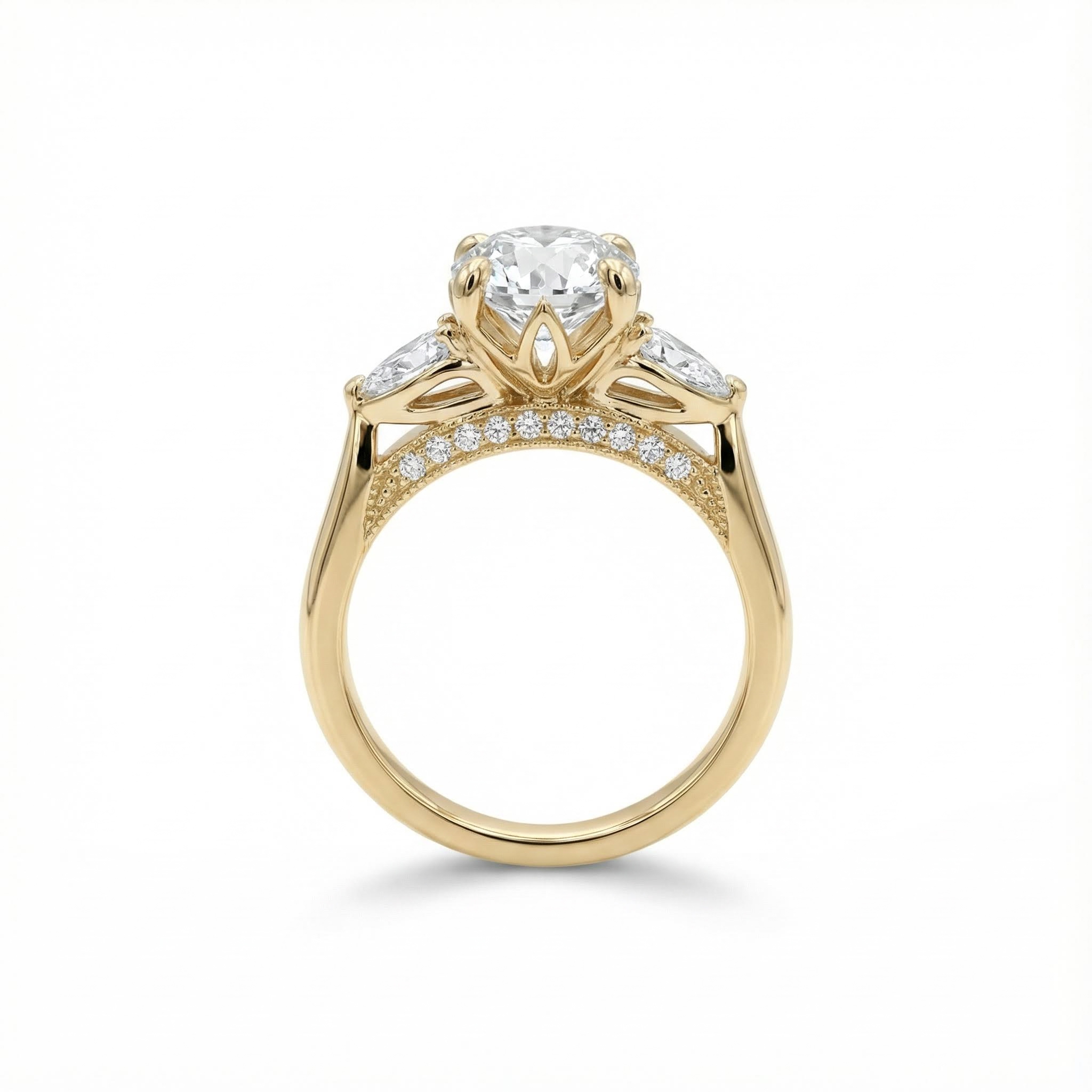 Oval Cut VVS Moissanite Vintage Three Stone Engagement Ring