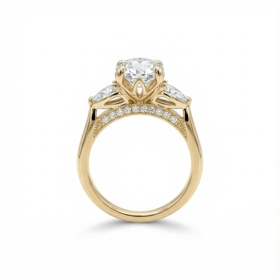 Oval Cut VVS Moissanite Vintage Three Stone Engagement Ring