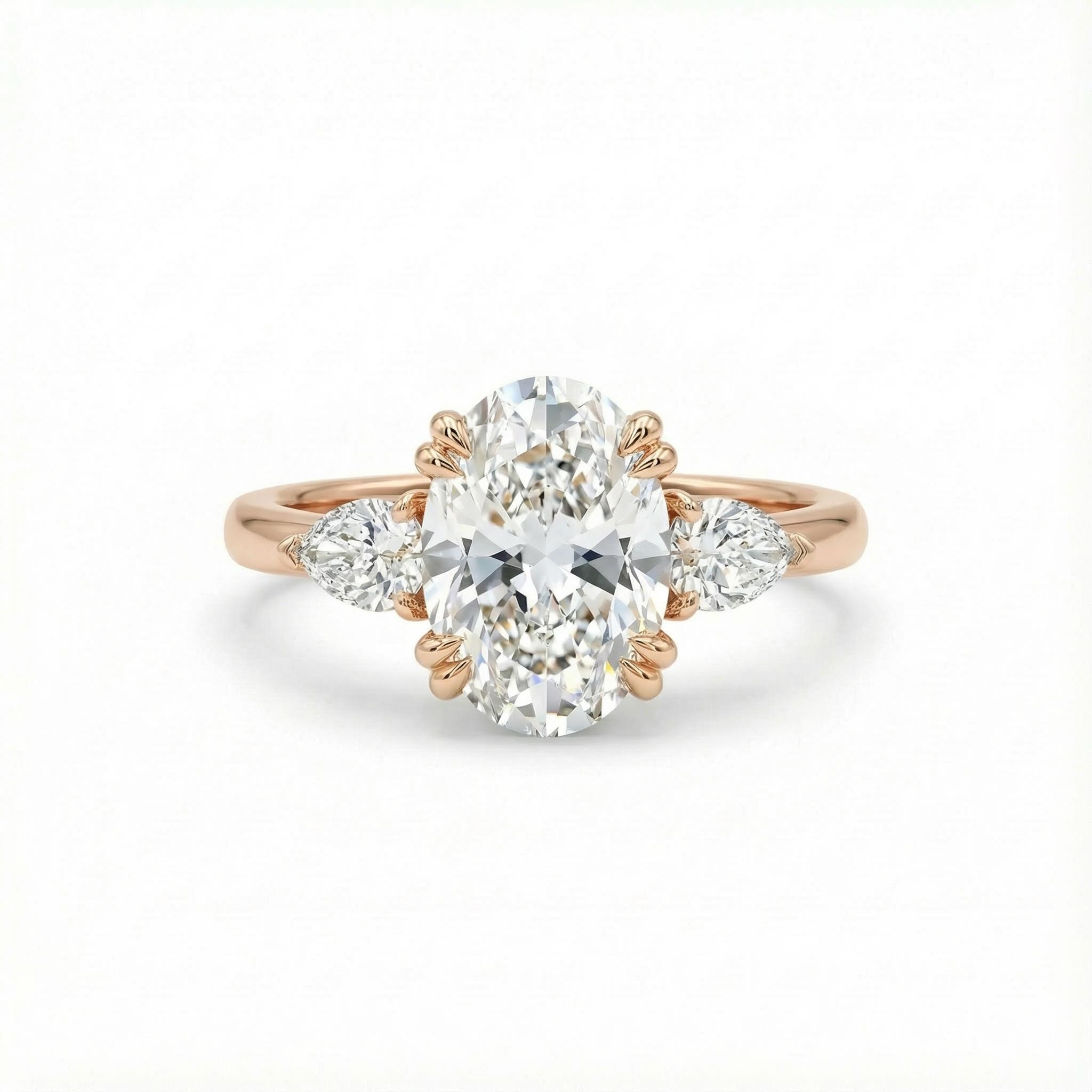 Oval Cut VVS Moissanite Vintage Three Stone Engagement Ring