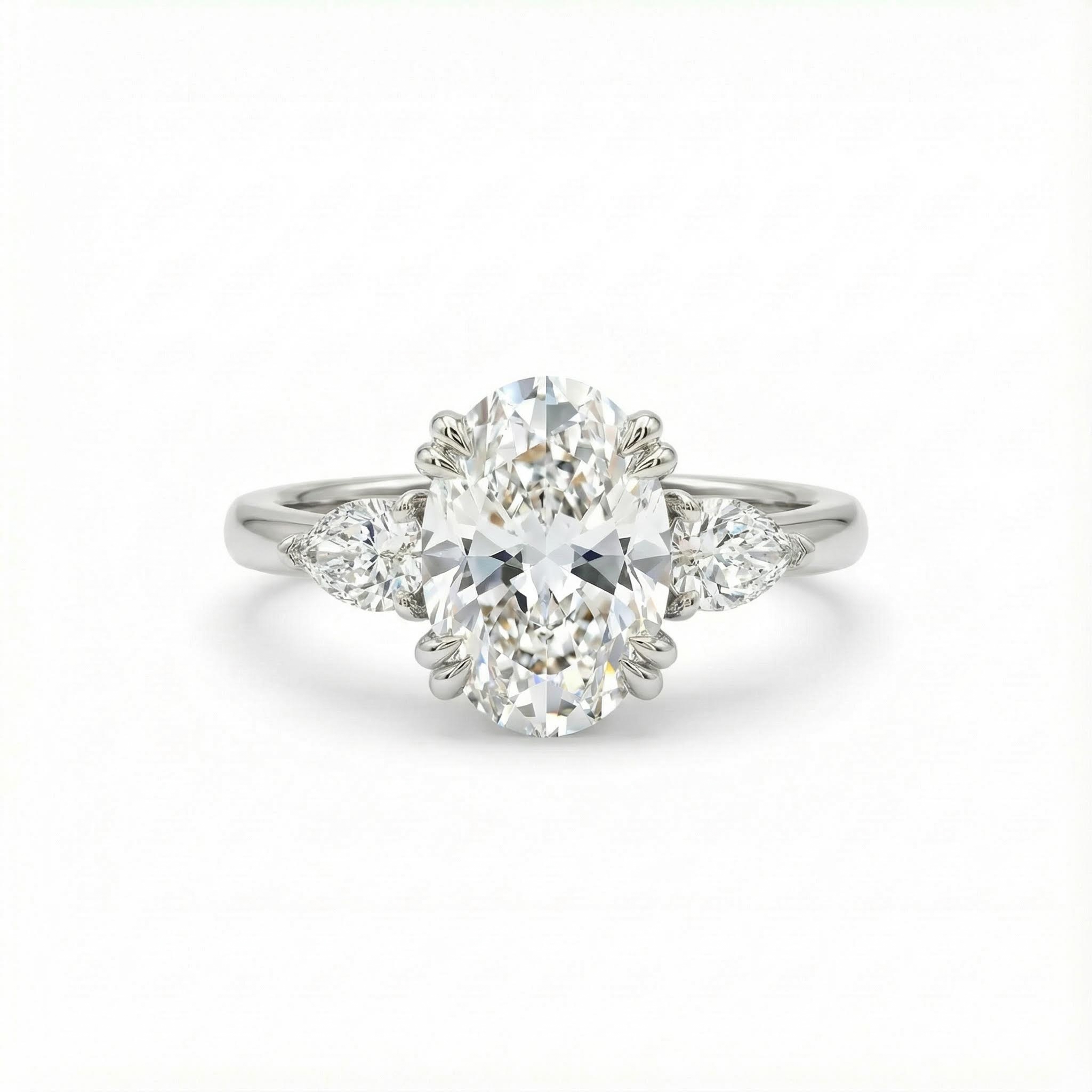 Oval Cut VVS Moissanite Vintage Three Stone Engagement Ring