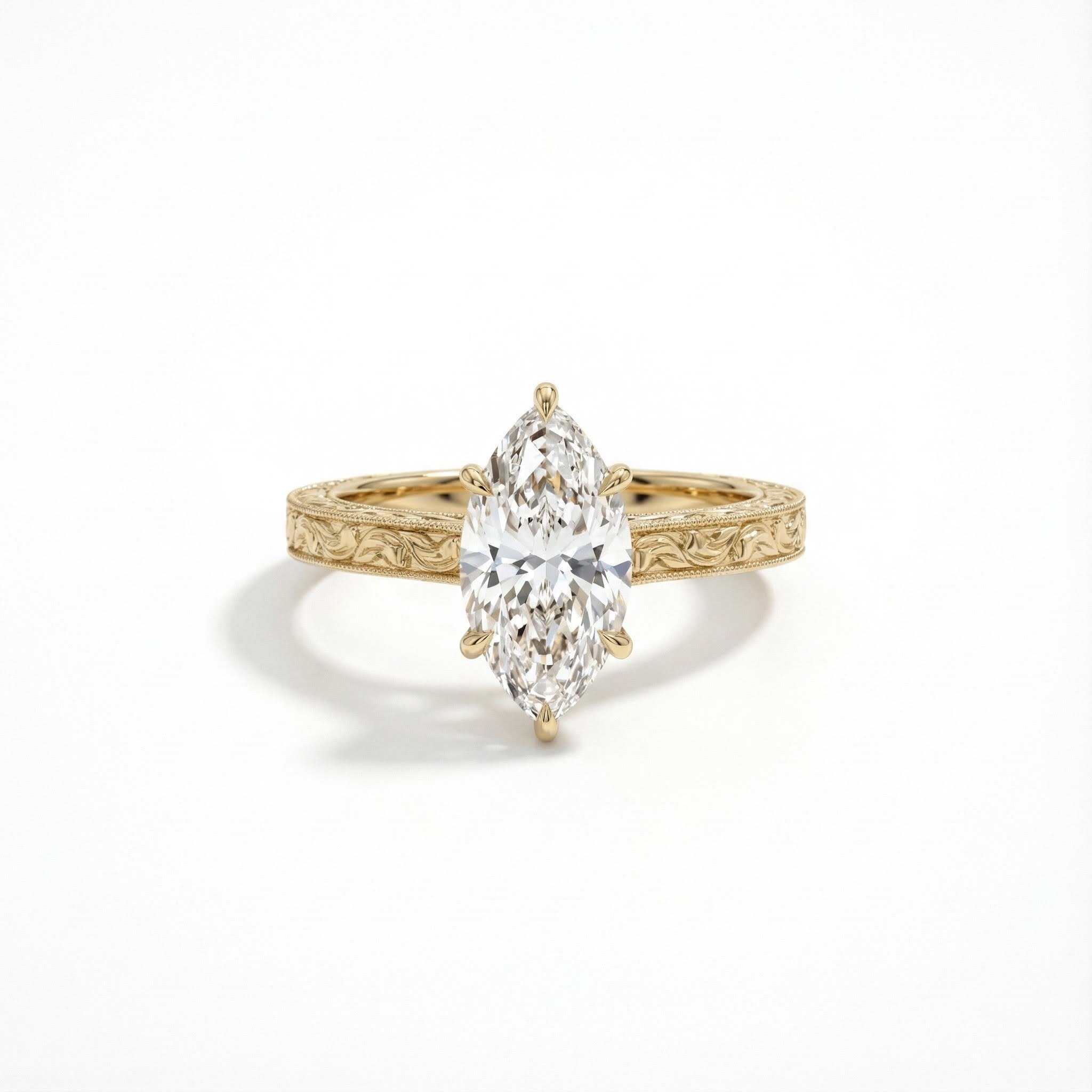 Marquise Cut VVS Moissanite Vintage Engagement Ring