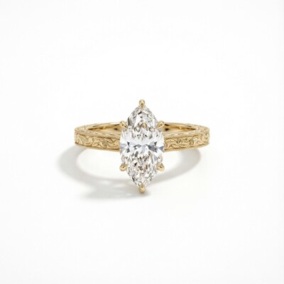 Marquise Cut VVS Moissanite Vintage Engagement Ring