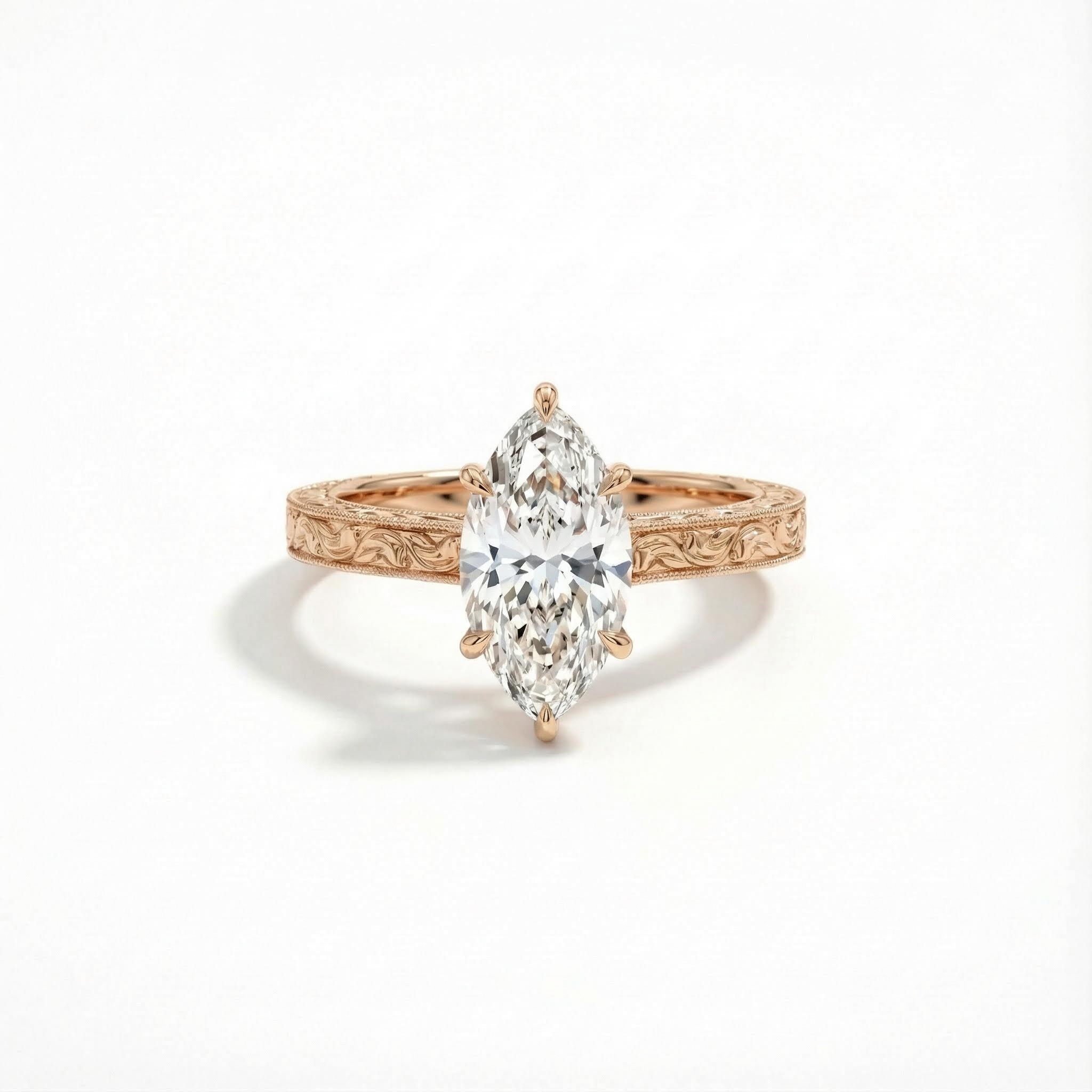 Marquise Cut VVS Moissanite Vintage Engagement Ring