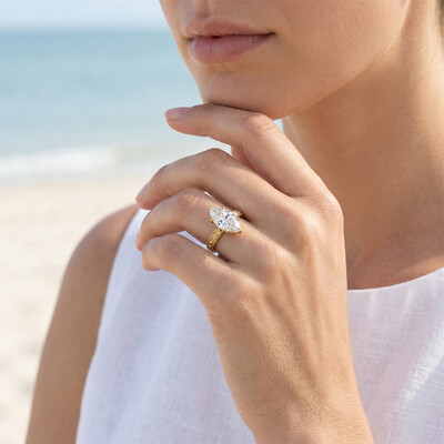 3.06CT Marquise Cut VVS Moissanite Vintage Engagement Ring