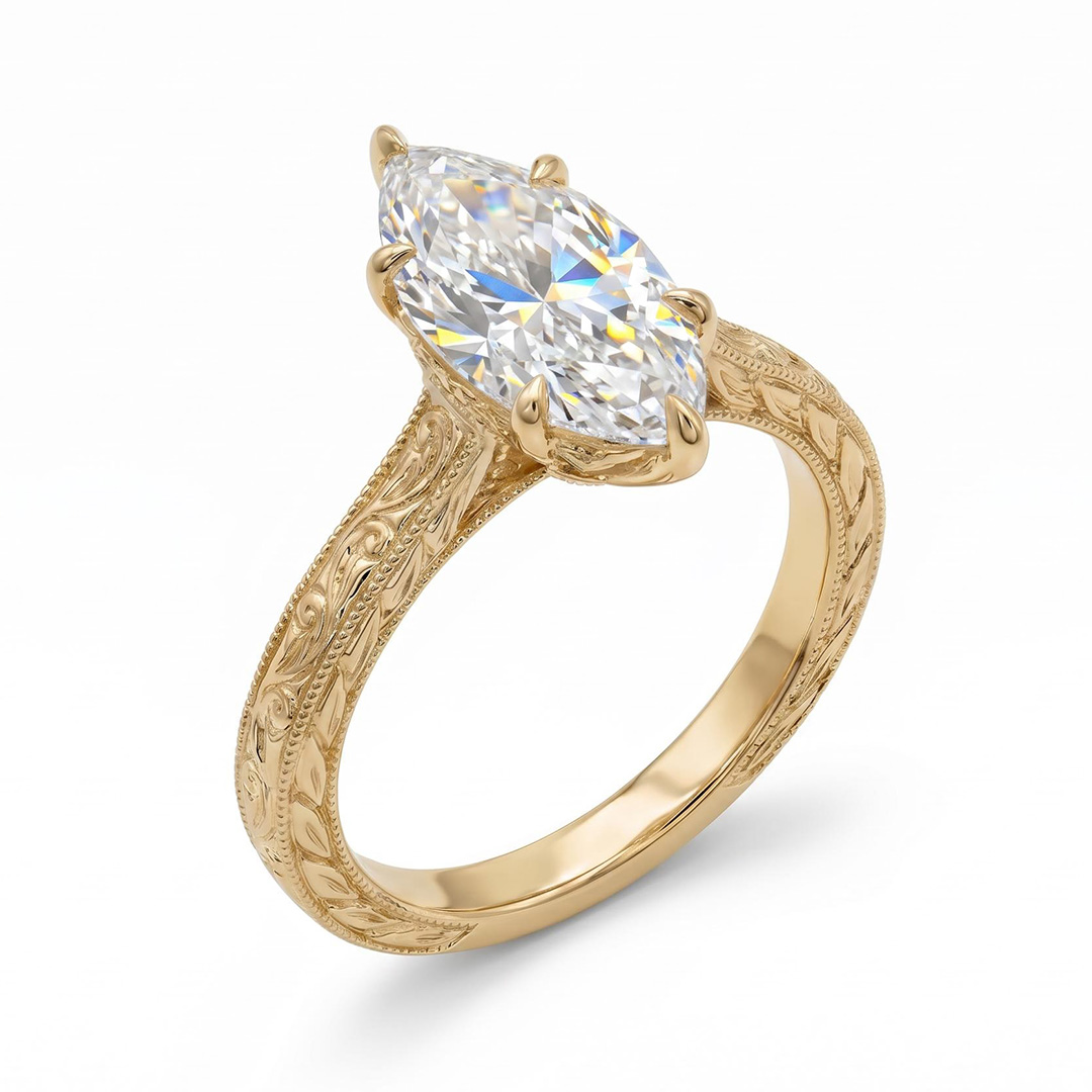 3.06CT Marquise Cut VVS Moissanite Vintage Engagement Ring 3.06CT Marquise Cut VVS Moissanite Vintage Engagement Ring