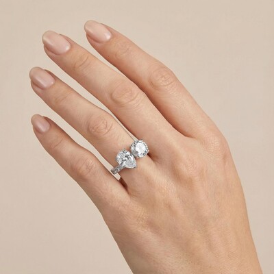 12.43ct TCW Pear & Round Cut VVS Moissanite Pave Engagement Ring