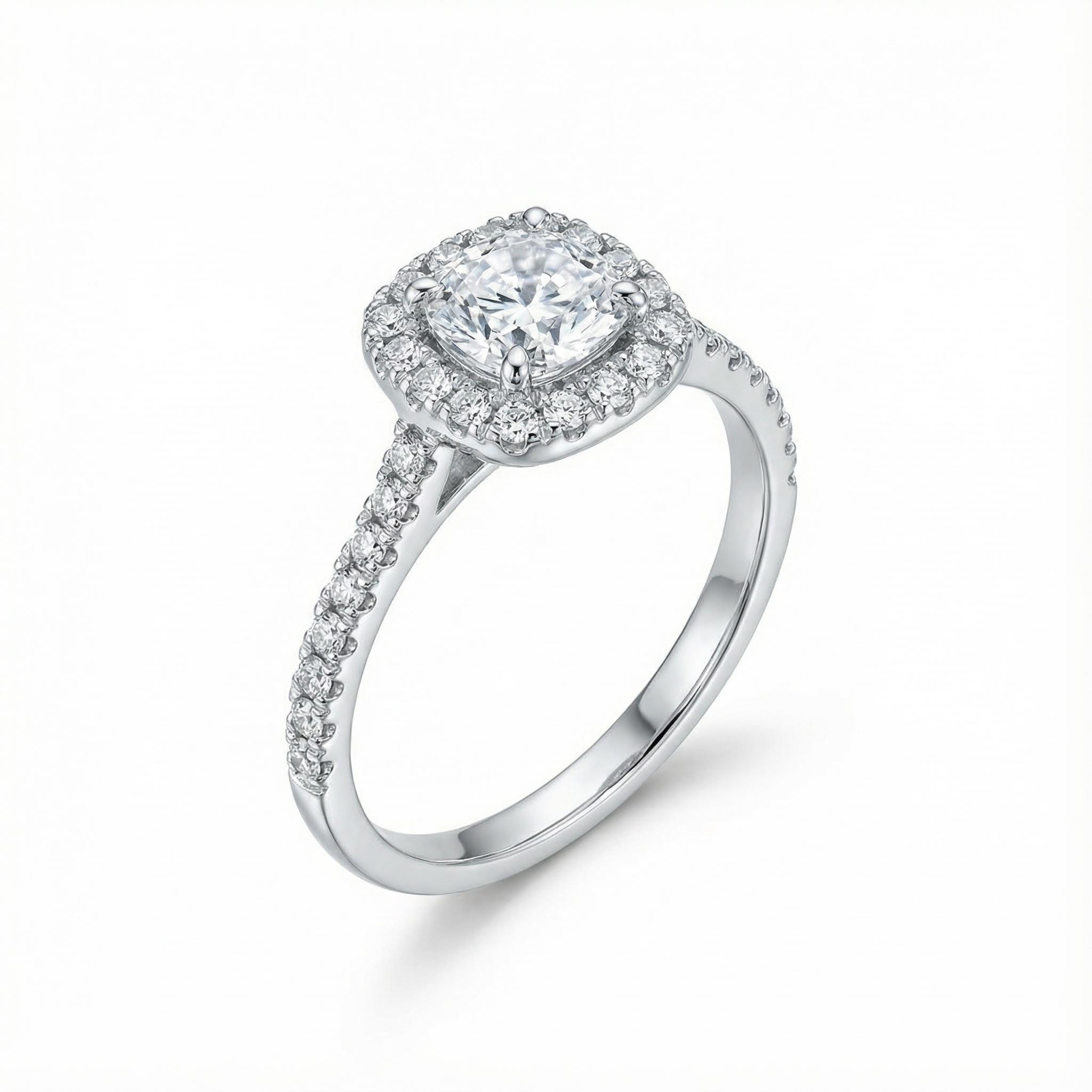 Personalized Initial Letter Cushion Cut VVS Moissanite Engagement Ring