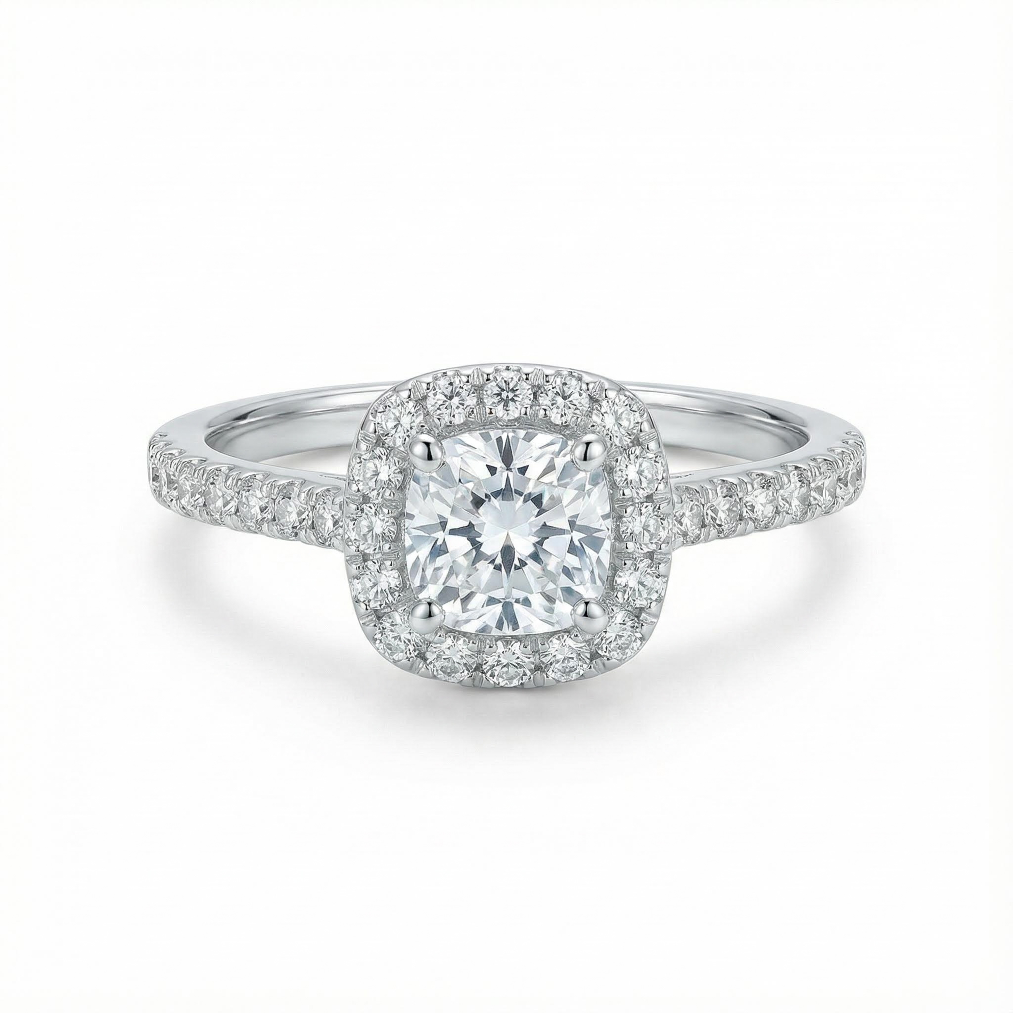 Personalized Initial Letter Cushion Cut VVS Moissanite Engagement Ring