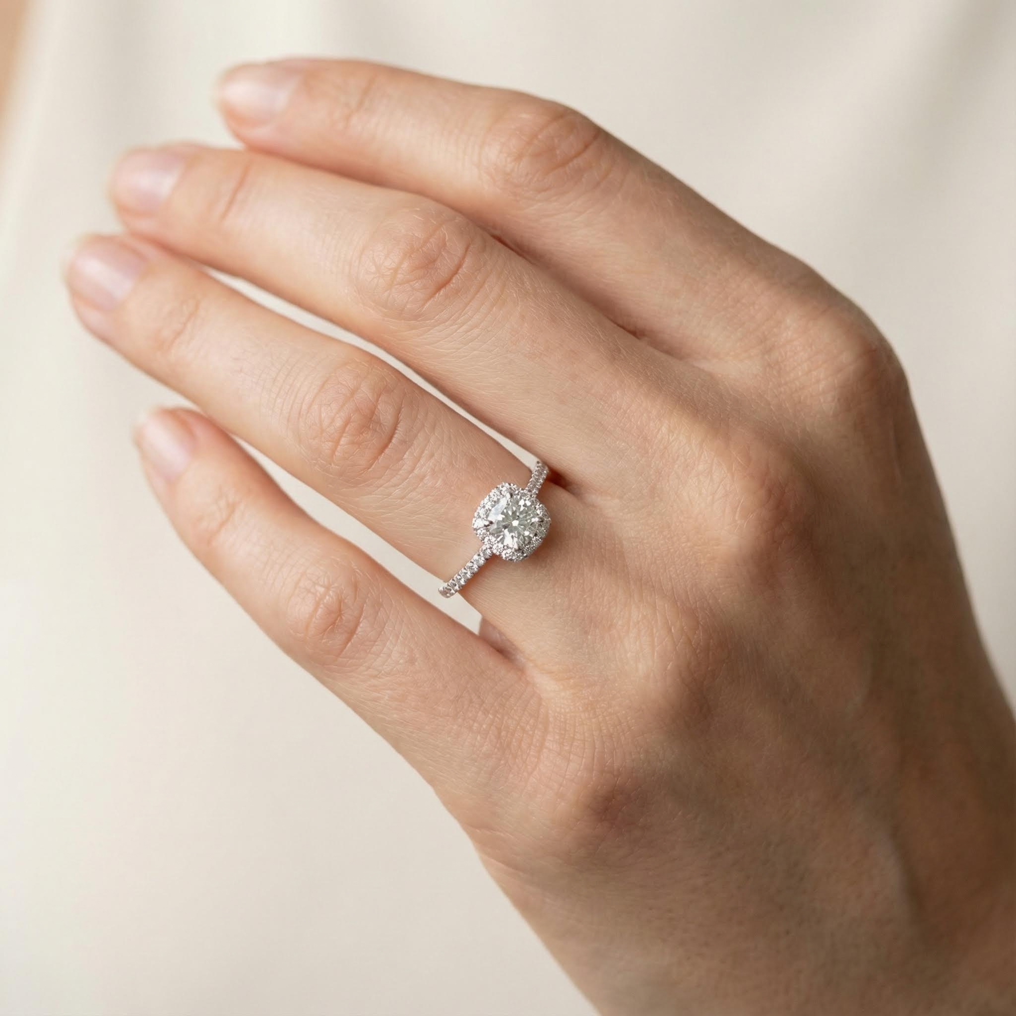 Personalized Initial Letter Cushion Cut VVS Moissanite Engagement Ring