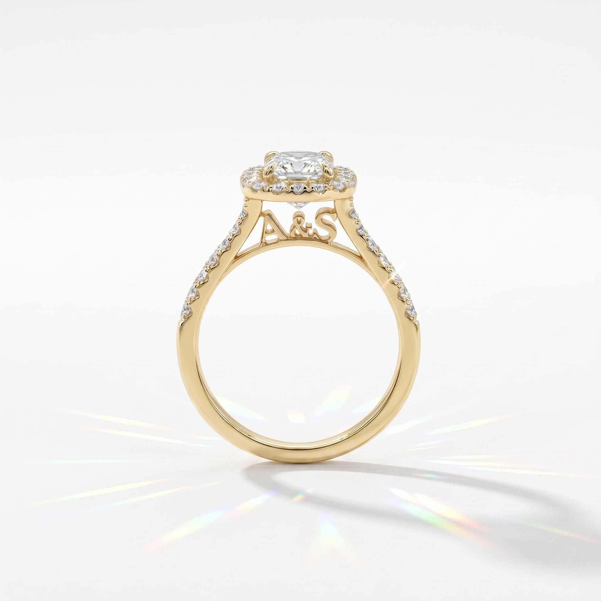 2.86ct. tw. Personalized Initial Letter Cushion Cut VVS Moissanite Engagement Ring 2.86ct. tw. Personalized Initial Letter Cushion Cut VVS Moissanite Engagement Ring