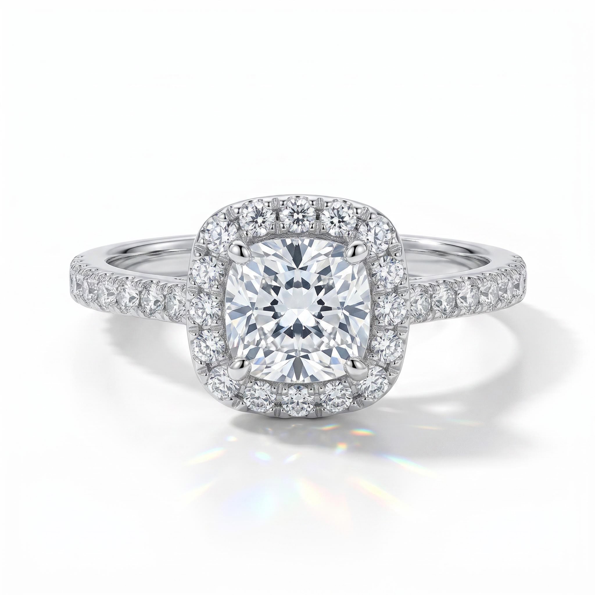 2.86ct. tw. Personalized Initial Letter Cushion Cut VVS Moissanite Engagement Ring 2.86ct. tw. Personalized Initial Letter Cushion Cut VVS Moissanite Engagement Ring