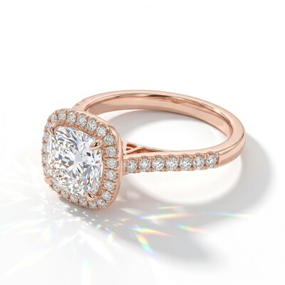 2.86ct. tw. Personalized Initial Letter Cushion Cut VVS Moissanite Engagement Ring