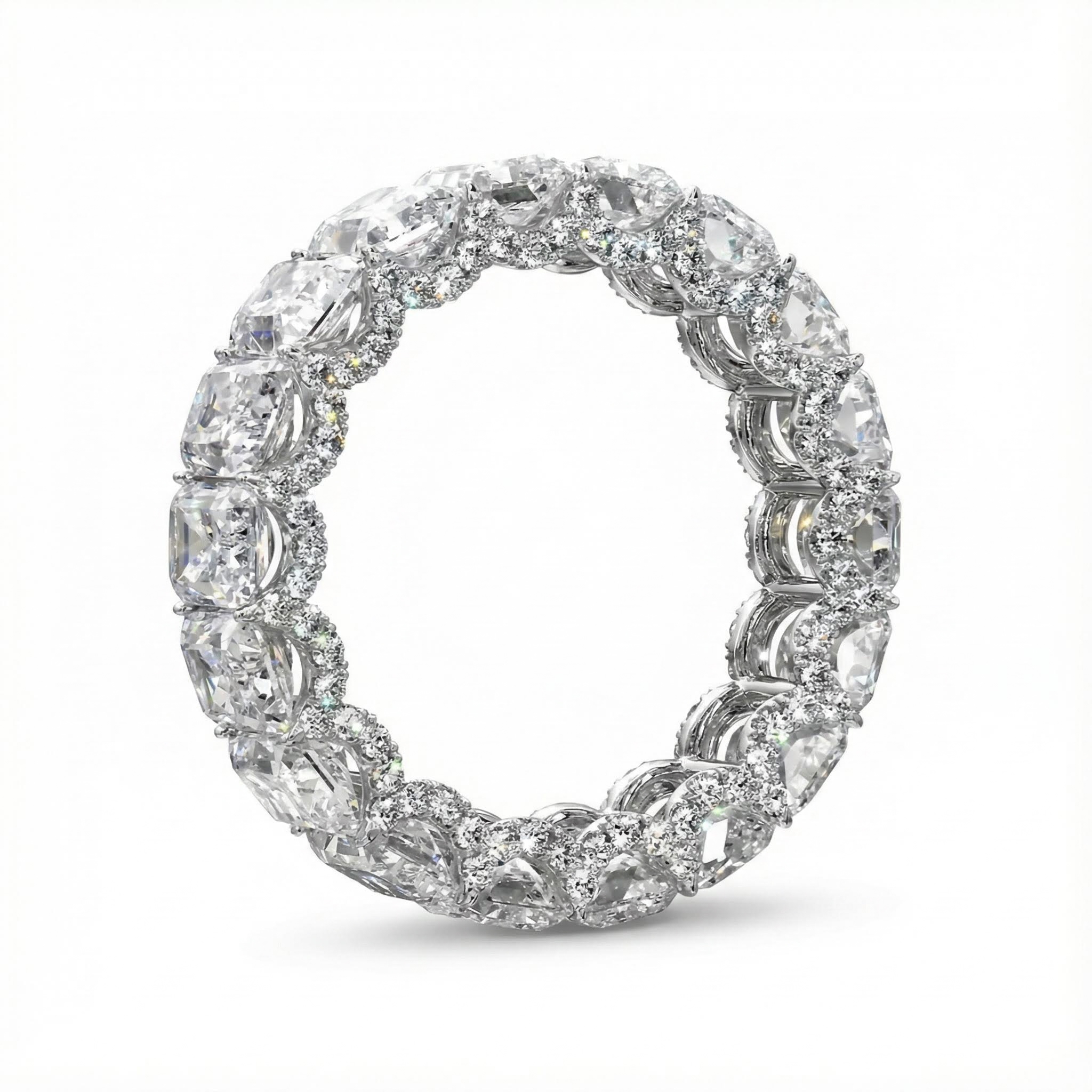 Radiant Cut VVS Moissanite Pave Eternity Wedding Band Radiant Cut VVS Moissanite Pave Eternity Wedding Band