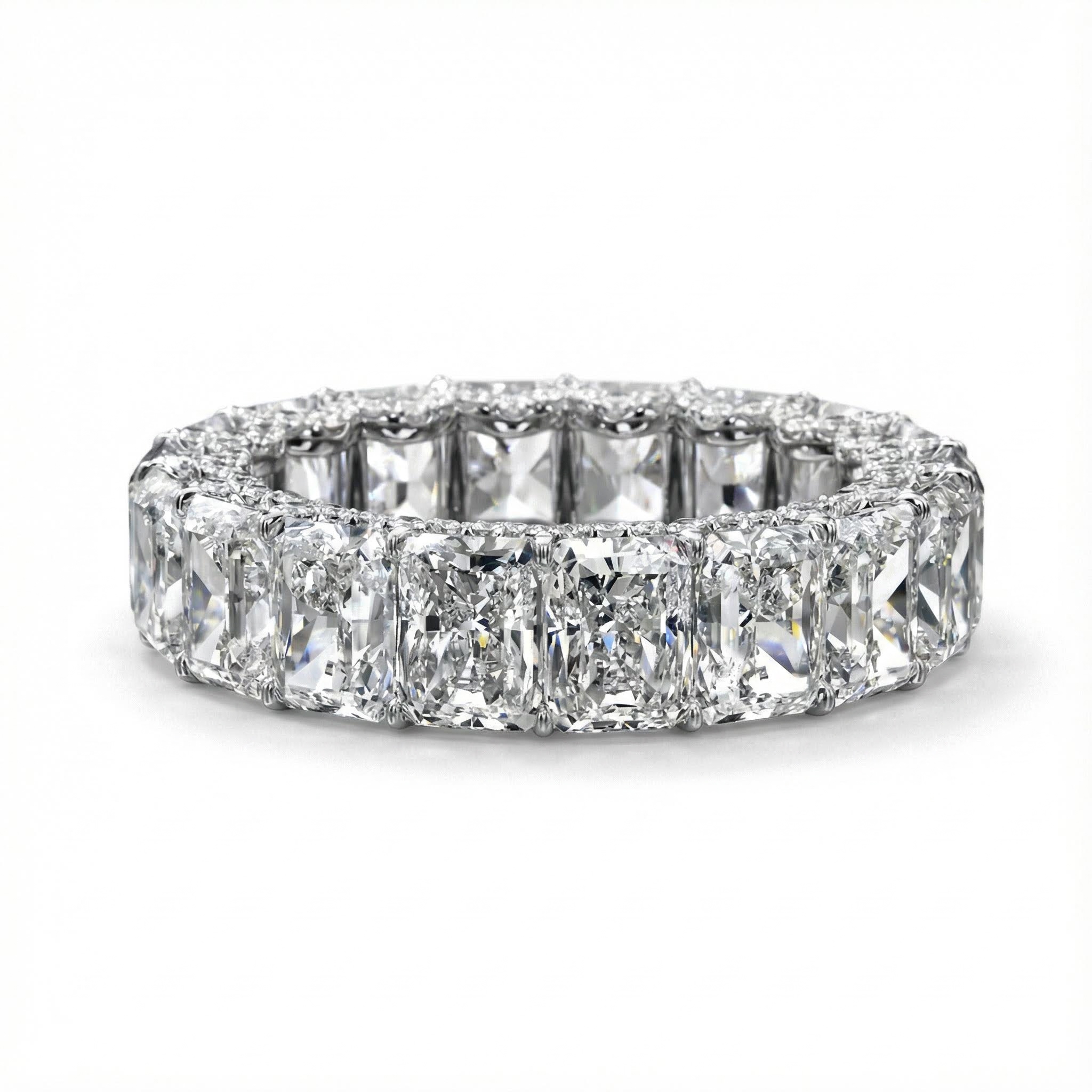 Radiant Cut VVS Moissanite Pave Eternity Wedding Band Radiant Cut VVS Moissanite Pave Eternity Wedding Band