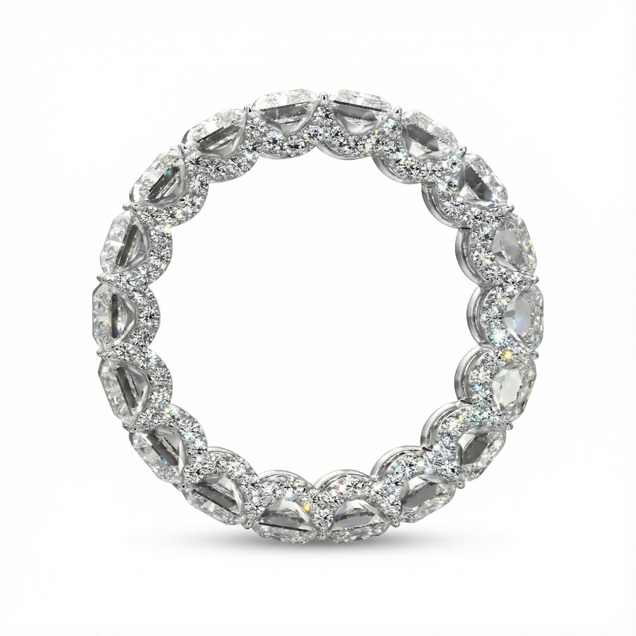 Radiant Cut VVS Moissanite Pave Eternity Wedding Band Radiant Cut VVS Moissanite Pave Eternity Wedding Band