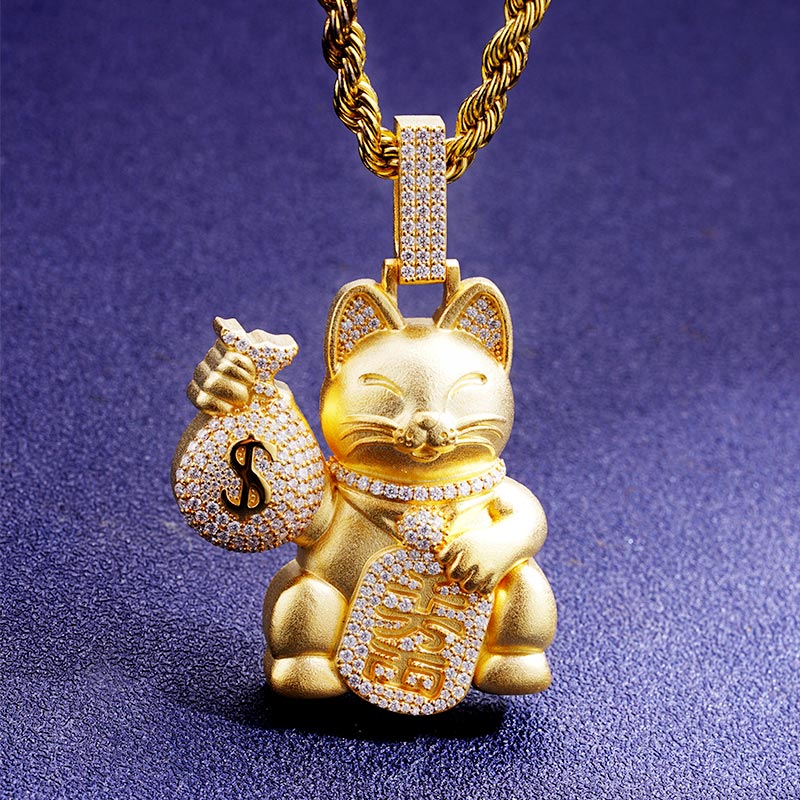 Custom S925 & VVS1 Moissanite Lucky Cat Pendant Deposit