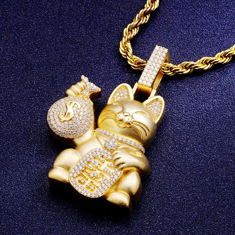 Custom S925 & VVS1 Moissanite Lucky Cat Pendant Deposit