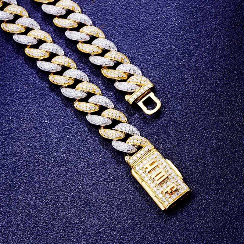 Custom S925 & VVS1 Moissanite 10mm Two Tone Cuban Chain Deposit
