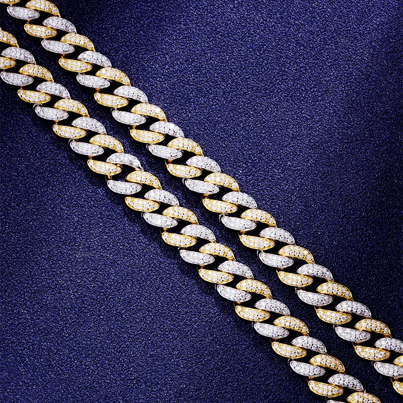 Custom S925 & VVS1 Moissanite 10mm Two Tone Cuban Chain Deposit