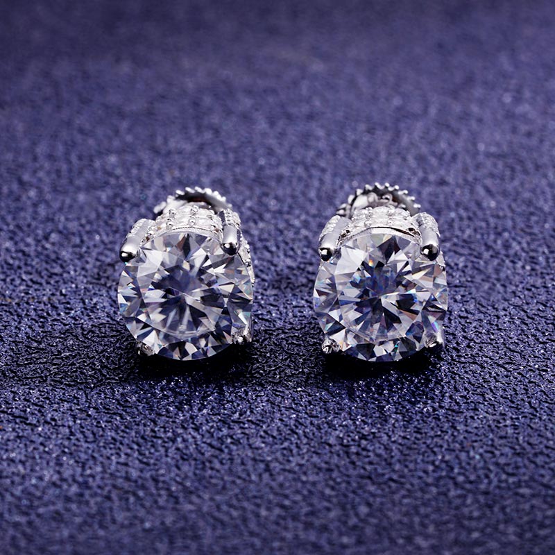 Custom S925 & VVS1 Moissanite Round Cut Earrings Deposit