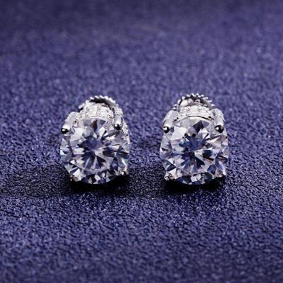 Custom S925 & VVS1 Moissanite Round Cut Earrings Deposit