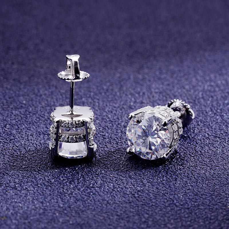 Custom S925 & VVS1 Moissanite Round Cut Earrings Deposit