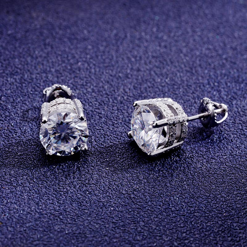 Custom S925 & VVS1 Moissanite Round Cut Earrings Deposit