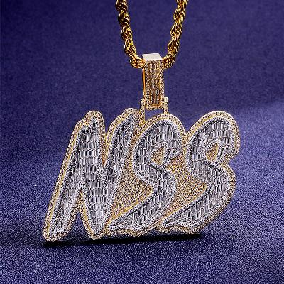 Custom S925 & VVS1 Baguette Moissanite Two Tone Letter Pendant Deposit