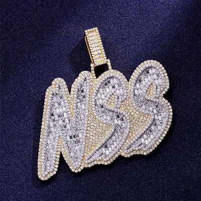 Custom S925 & VVS1 Baguette Moissanite Two Tone Letter Pendant Deposit