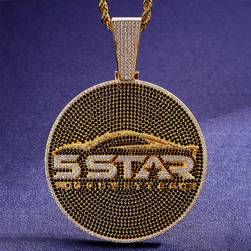 Custom S925 Iced Unique Round Letter Pendant Deposit