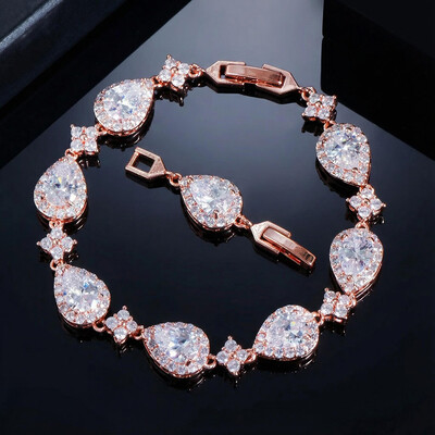 9mm Iced Out Pear Cut Four Leaf Clover Tennis Bracelet