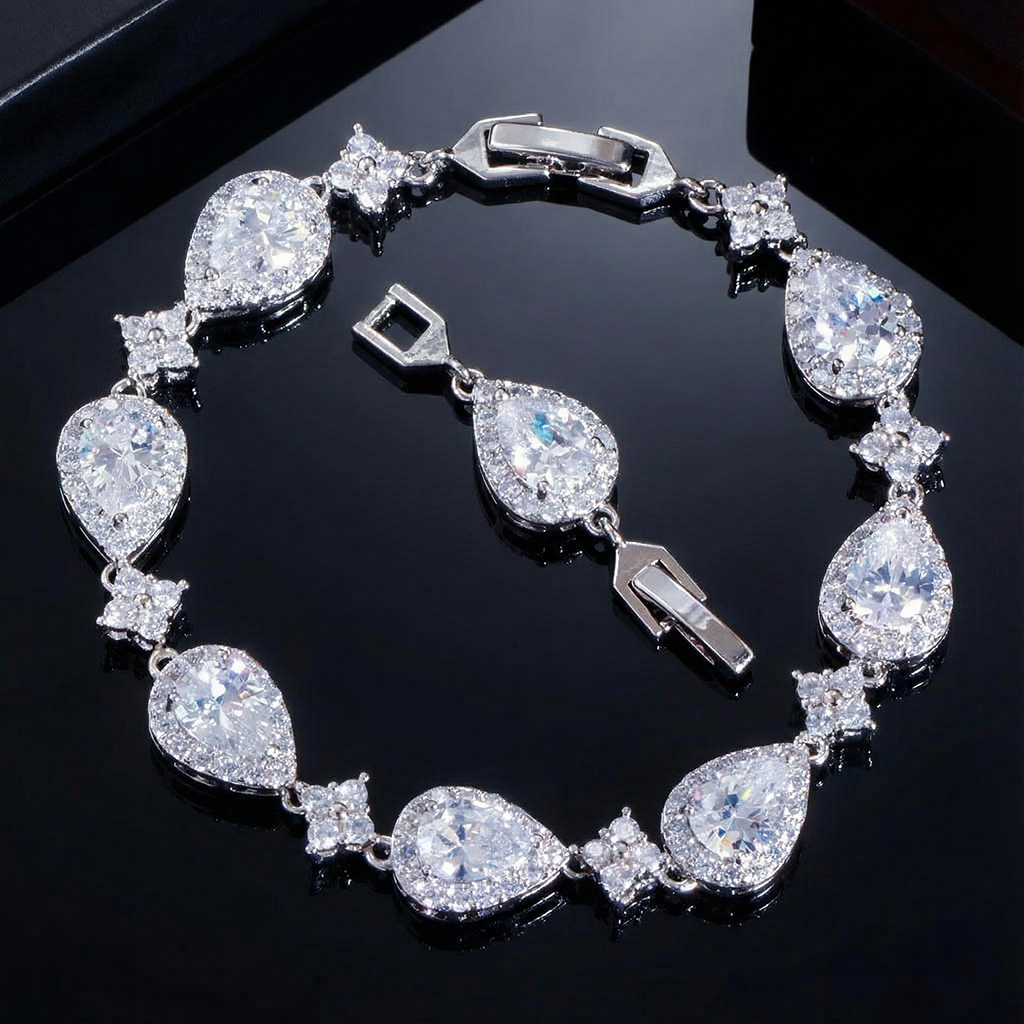 9mm Iced Out Pear Cut Four Leaf Clover Tennis Bracelet