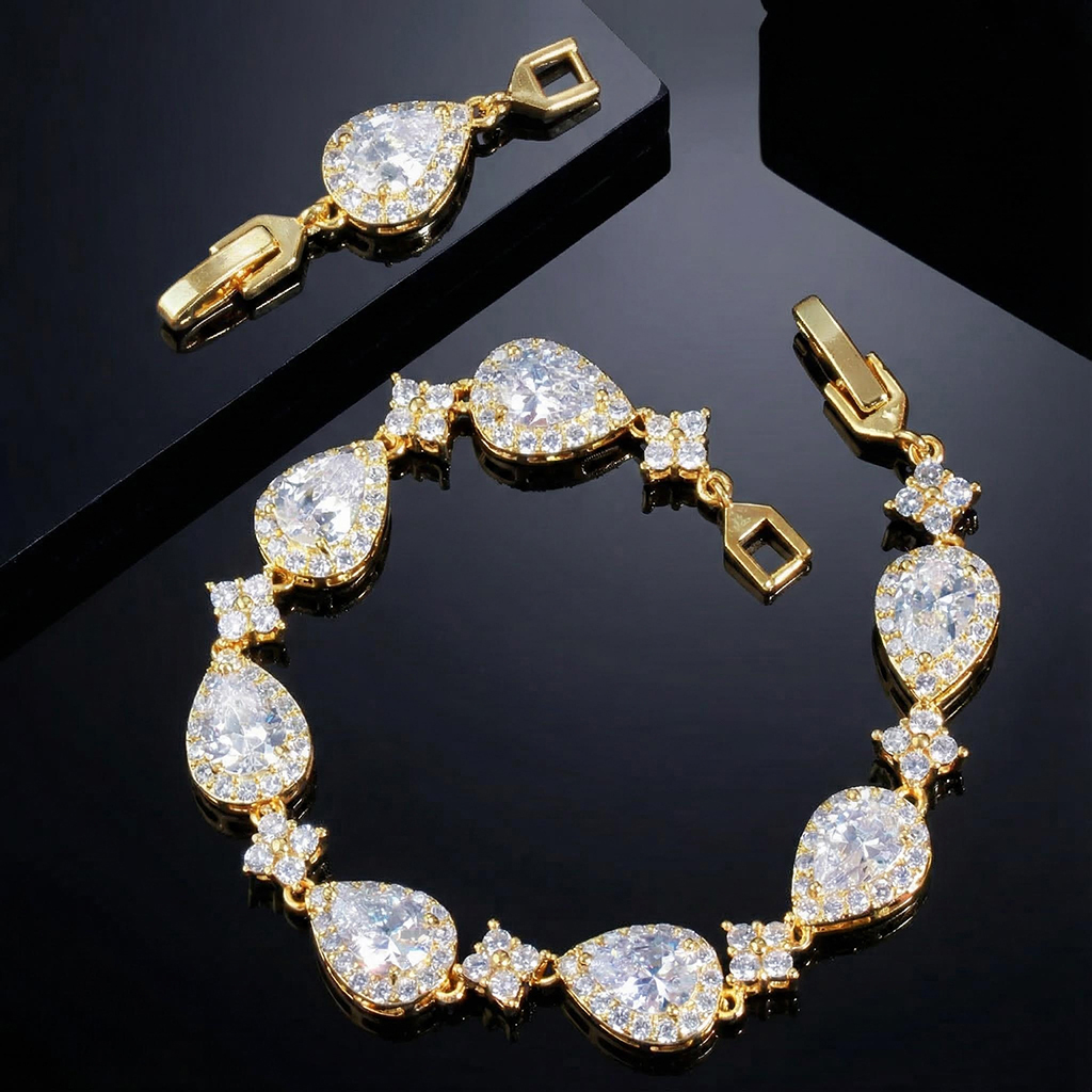 9mm Iced Out Pear Cut Four Leaf Clover Tennis Bracelet