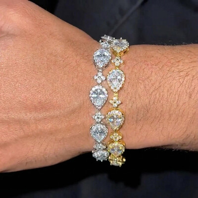 9mm Iced Out Pear Cut Four Leaf Clover Tennis Bracelet