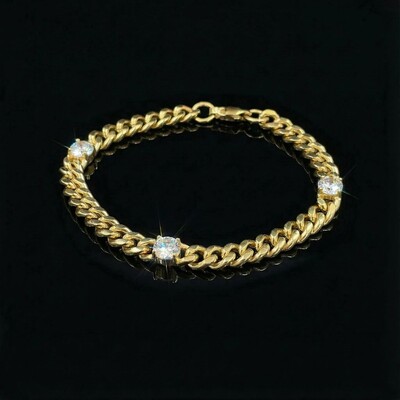 6mm Round Diamond Cuba Bracelet in Gold